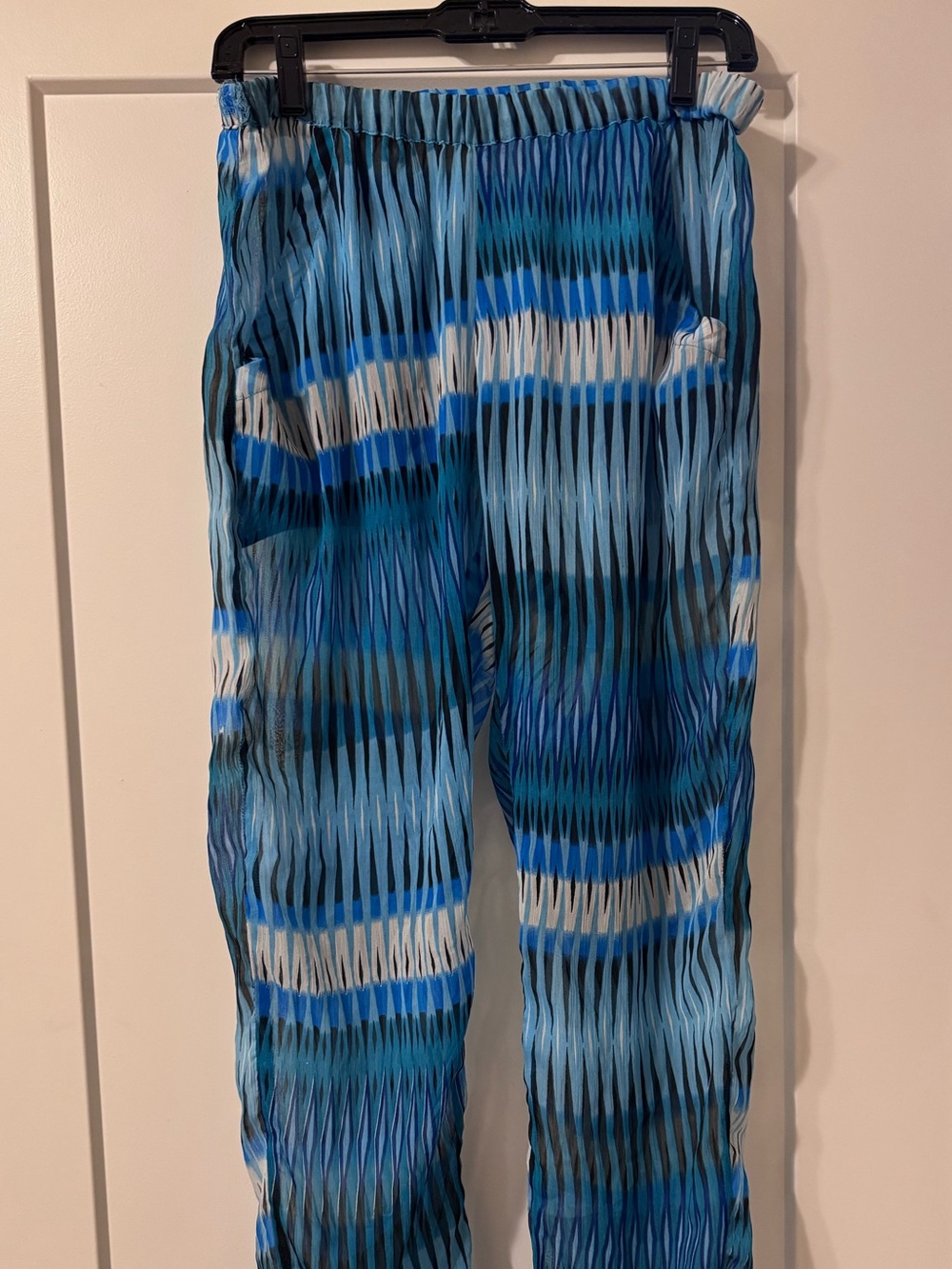 Echo Blue and Aqua Striped Pleated swim cover-up Pants